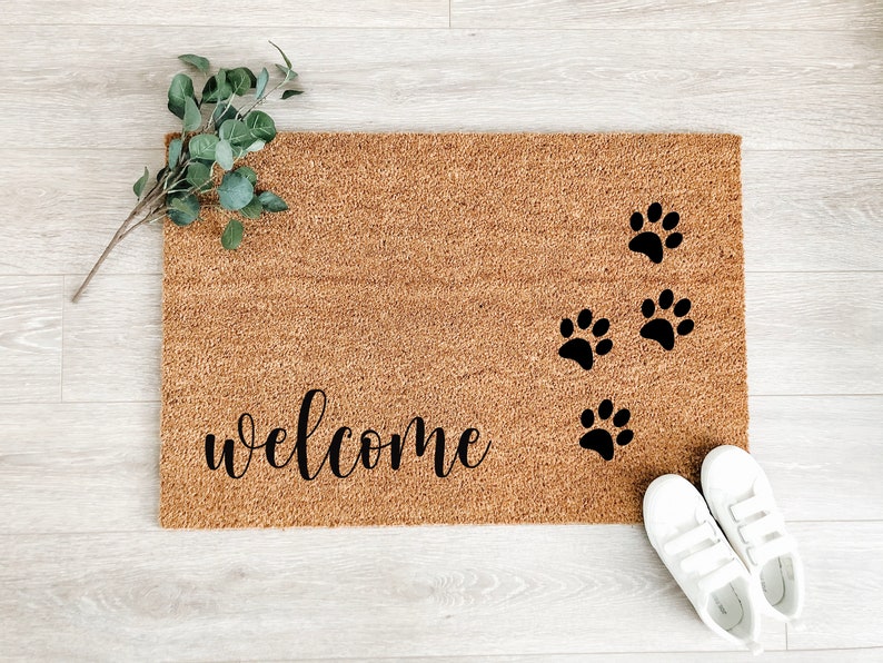 with Paw Print Doormat Cute Dog Doormat Etsy