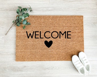 Welcome Heart Doormat – Welcome Mat – Coir Doormat – Cute Doormat – Front Porch Decor – Outdoor Rug - Fall Doormat - Fall Decor