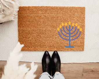 Hanukkah Doormat – Winter Decor - Front Porch Decor - Christmas Decor - Welcome Mat – Outdoor Rug – Christmas Doormat