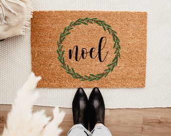 Noel Wreath Christmas Doormat - Winter Decor - Front Porch Decor - Christmas Decor - Welcome Mat – Outdoor Rug – Christmas Doormat