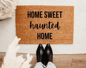 Home Sweet Haunted Home Doormat – Fall Decor - Fall Doormat - Halloween Doormat – Outdoor Rug – Halloween Decor - Thanksgiving Decor