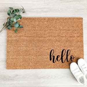 Hello Doormat – Welcome Mat – Front Porch Decor – Outdoor Rug - Housewarming Gift - Wedding Gift - Realtor Gift - Fall Decor - Fall Doormat