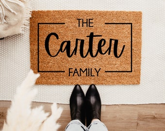 Custom Family Name Door Mat | Wedding Gift | Personalized Custom Doormat | Closing Gift | Welcome Doormat | Front Door Mat | Monogram Rug