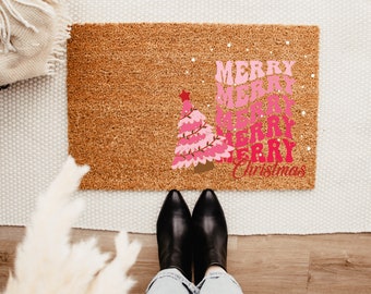 Merry Christmas Retro Doormat - Winter Decor - Front Porch Decor - Christmas Decor - Welcome Mat – Outdoor Rug – Christmas Doormat