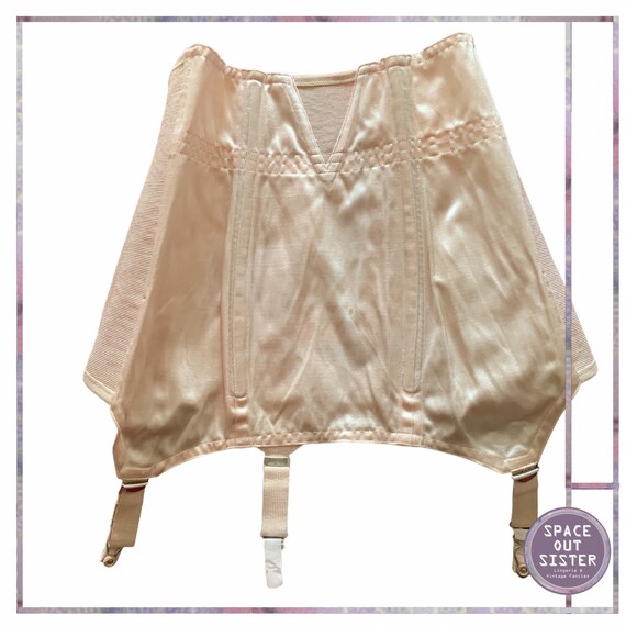 1950s Vintage Ballet Pink Satin Steel Boned Girdle