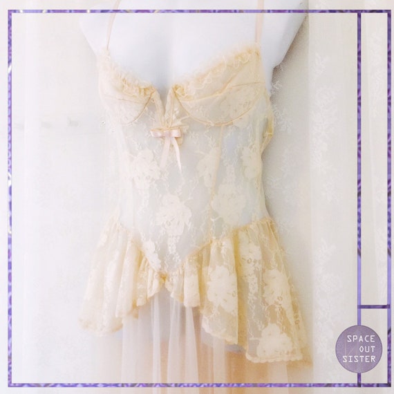 Vintage 80s Peachy Queene Boudoir Dress