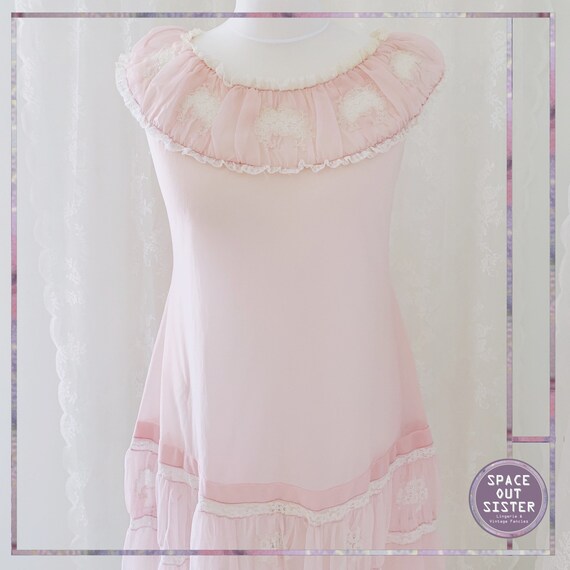 Circa 1950s Sheer Dropped Waist Nightdress