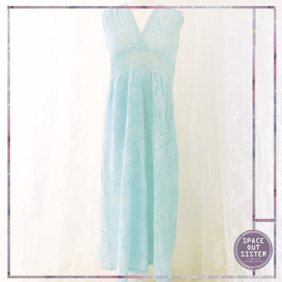 Vintage Cotton Hanro Turquoise Nightdress