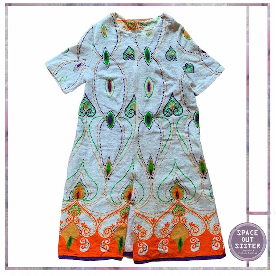 1970s Vintage Leaf Drop Cotton Robe