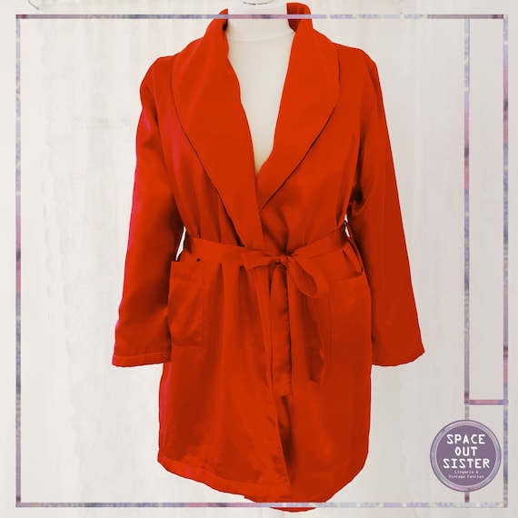 1990s Deep Red Fleece Lined Dressing Gown