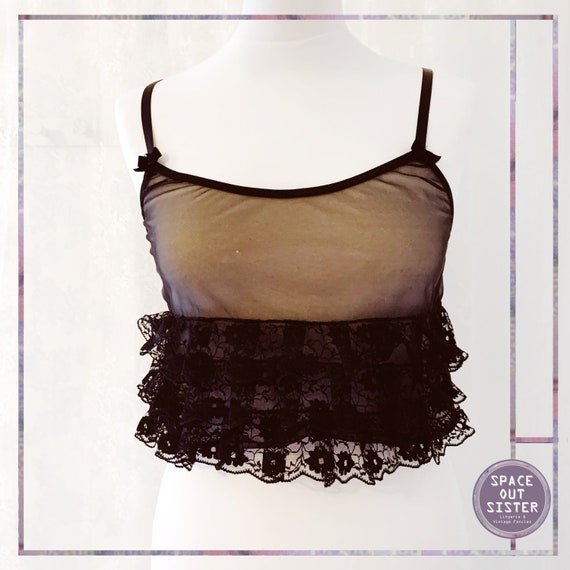 Vintage Sheer Frilled Crop Cami Top Valentines
