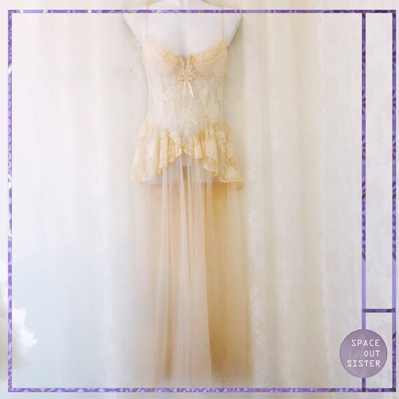 Vintage 80s Peachy Queene Boudoir Dress