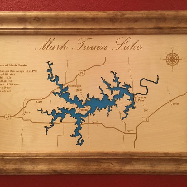 Engraved Lake Map, Custom Wall Art, Custom Map, Cabin sign, Laser Engraved, Mothers day, Fathers day, Easter, Framed Map, Topographic Map