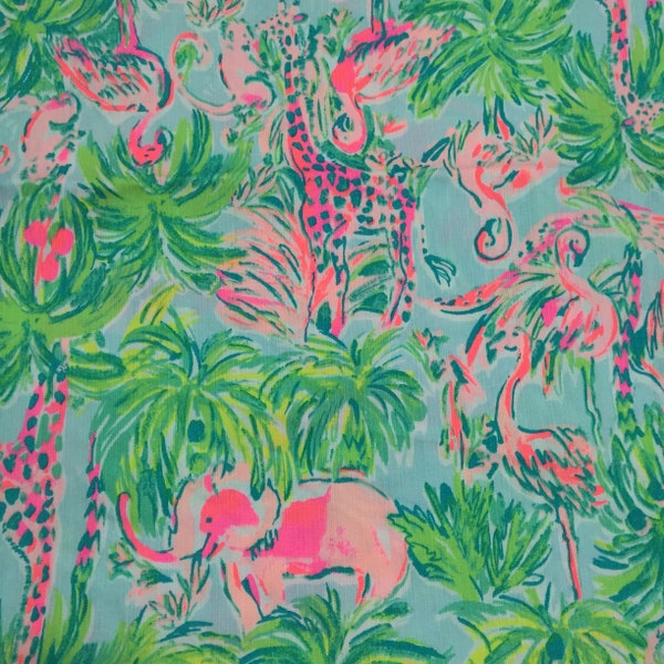 Lilly Pulitzer Half Yard Cotton Dobby Fabric 57"(145cm) Wide, Seasalt Blue On Parade 044