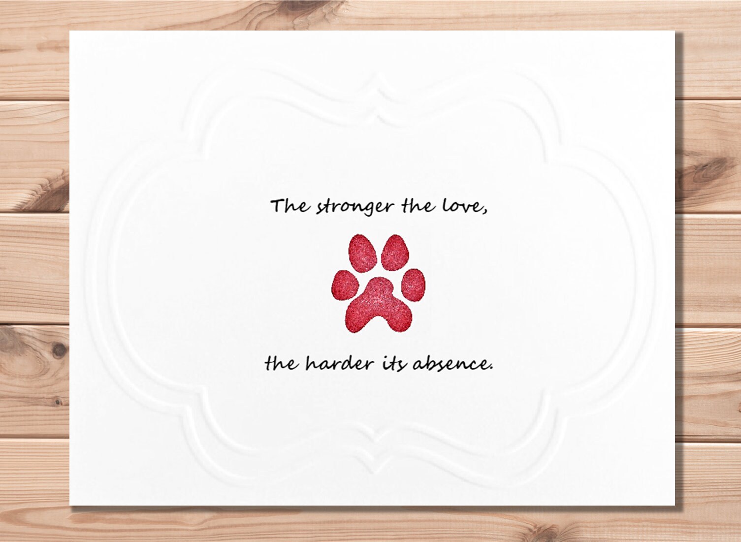 Embossed Pet Loss Sympathy Card