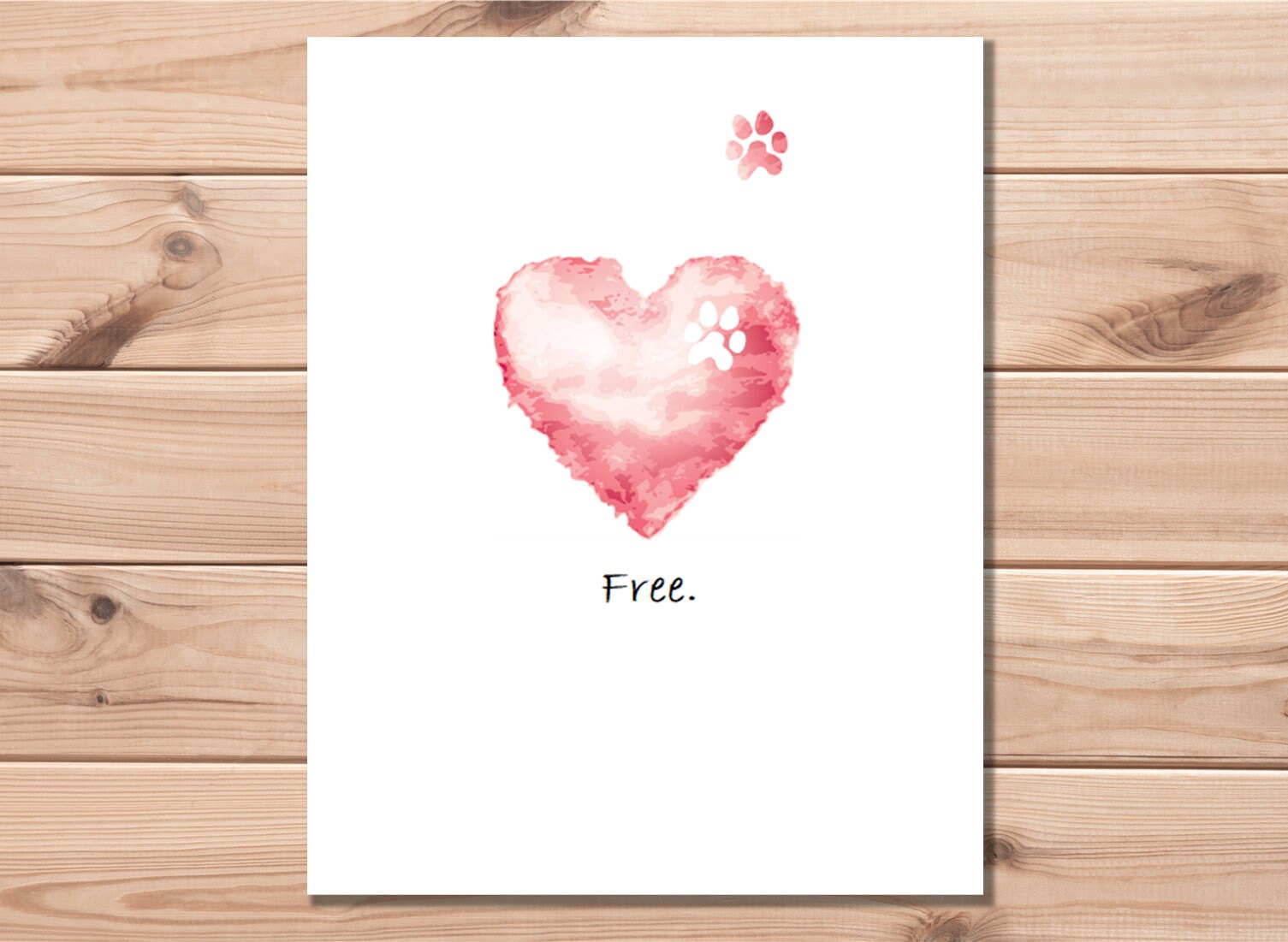 Linen Pain Free Watercolor Heart Pet Sympathy Card