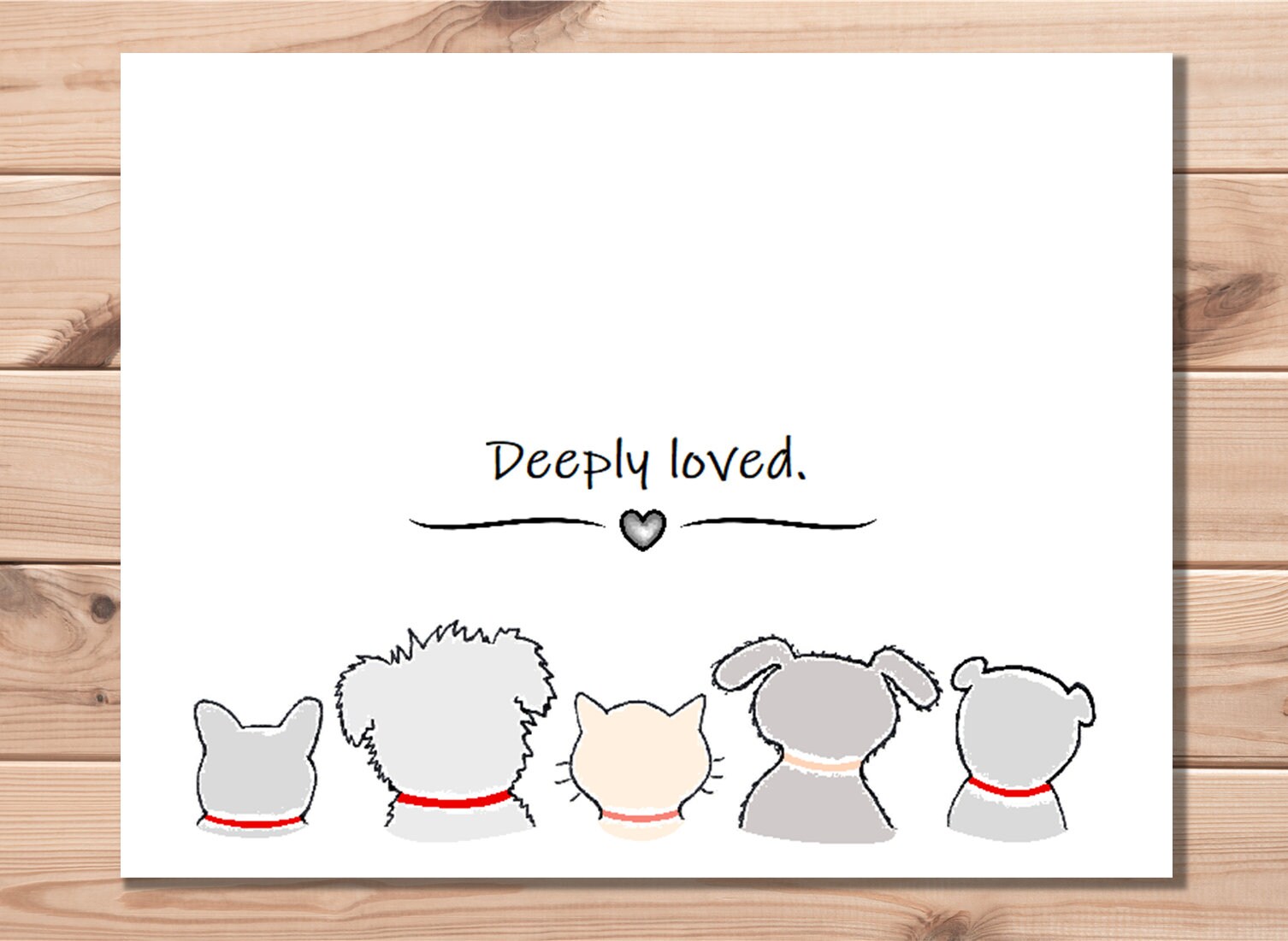 Linen Pet Sympathy Card, Deeply Loved Forever Missed