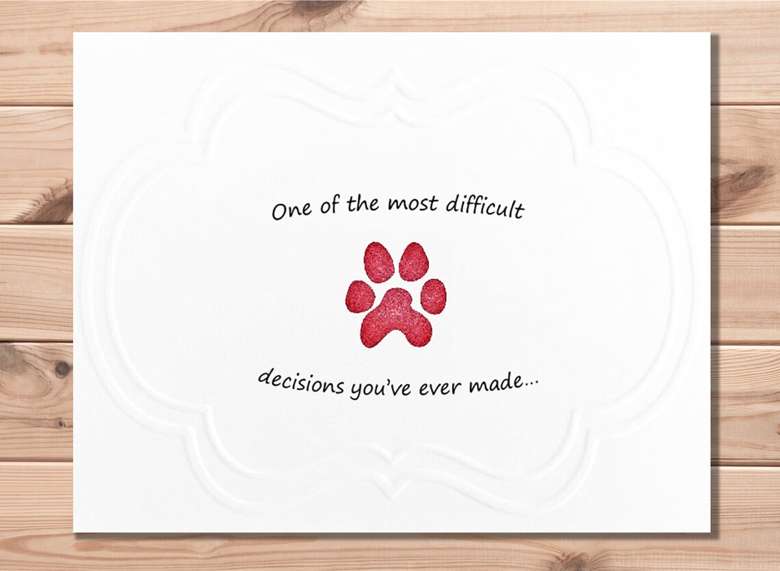 Elegant Embossed Pet Loss Euthanasia Sympathy Card Etsy