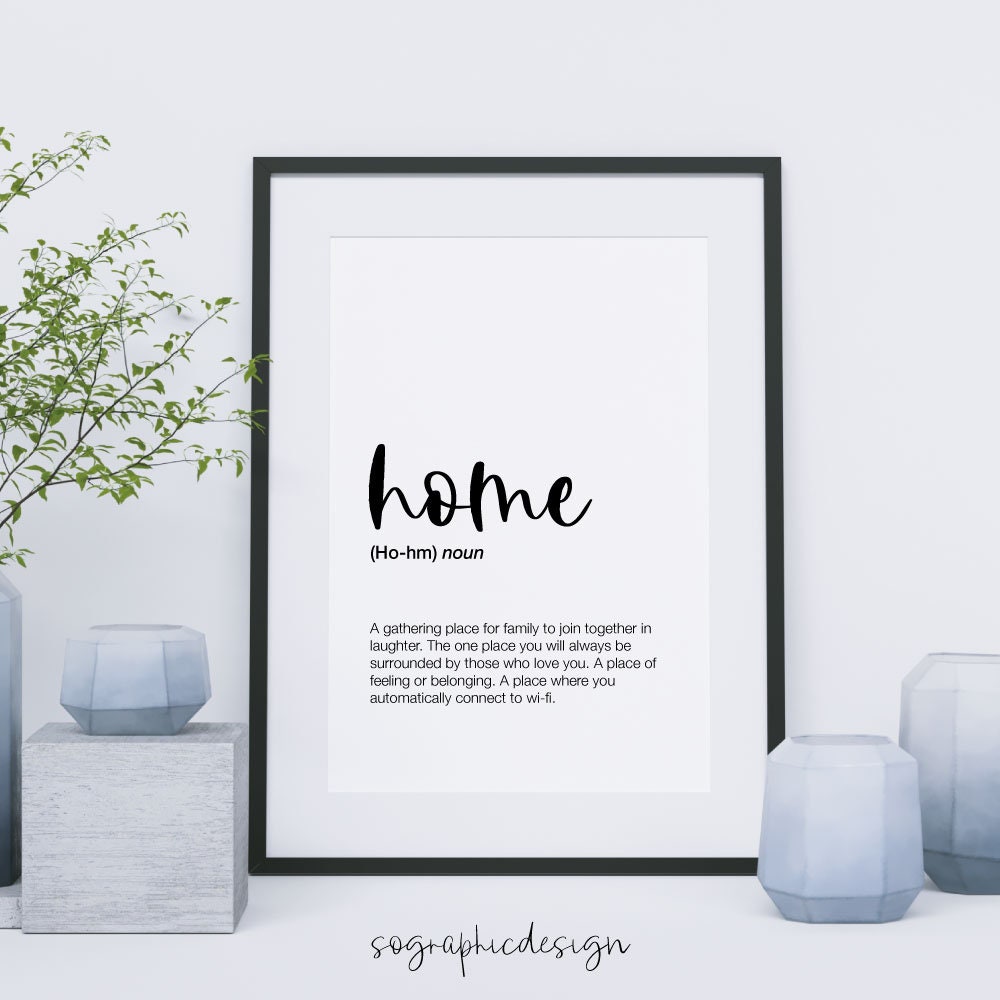 Home Dictionary Definition Quote Stylish Artwork For Fashionable Home Décor
