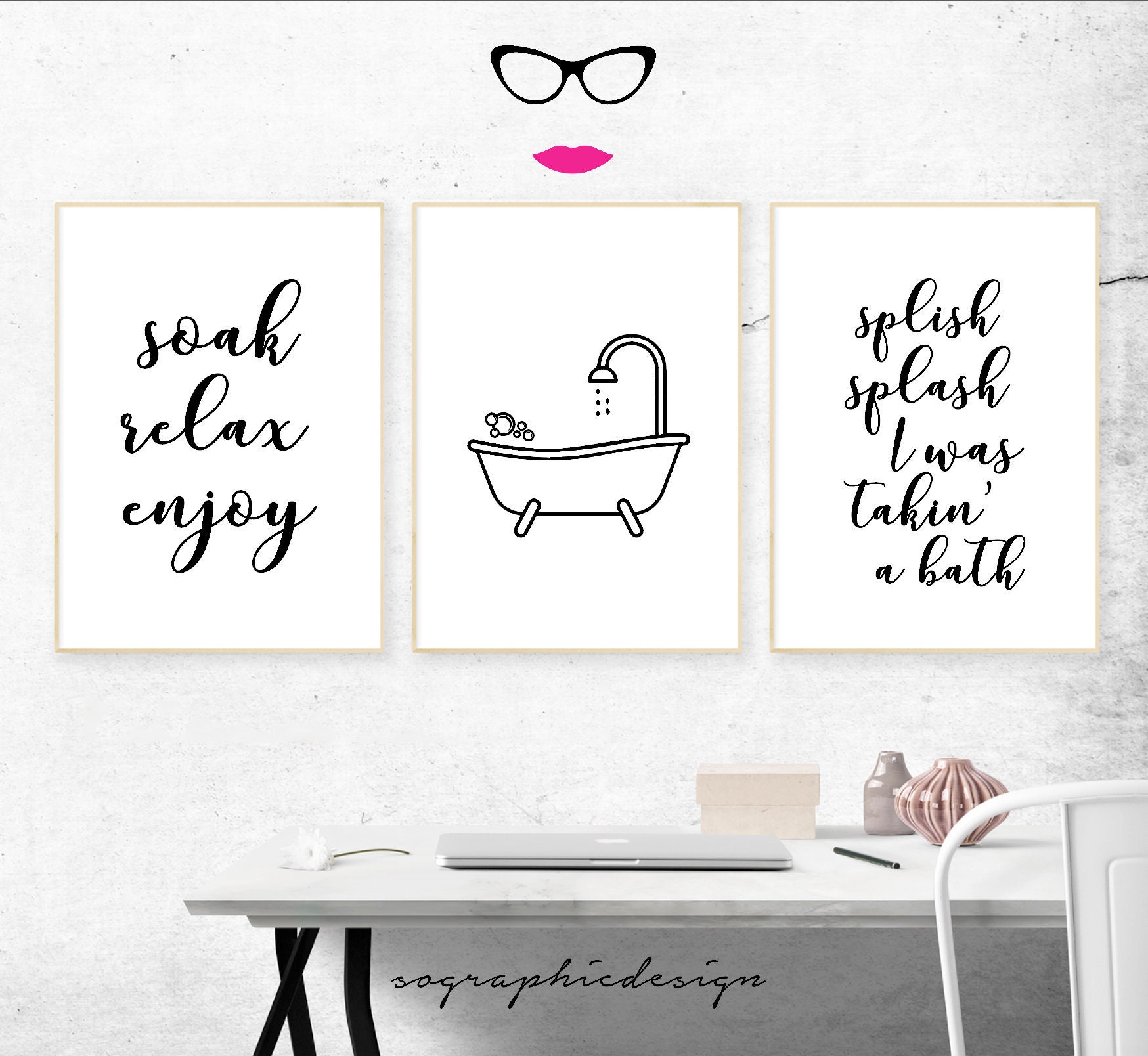 Bathroom quotes PRINTS soak relax enjoy taking a bath wall Etsy