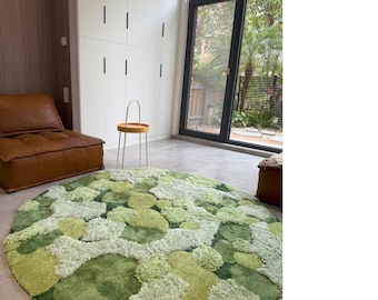 Green Moss Rug: 3D Plush Landscape Area Rug