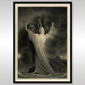 The Three Witches ~ Shakespeare ~ Macbeth ~ Reproduction Art Print ~ Sorcery ~ Magic ~ Occult ~ Gothic