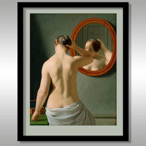 Frau vor einem Spiegel ~ (Morgentoilette) von C.W. Eckersberg 1841 ~ Reproduktionsdruck ~ Wandkunst