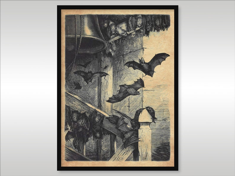 Bats In The Belfry Vintage Engraving Gothic Reproduction Art Print Free Shipping to UK Customers image 1