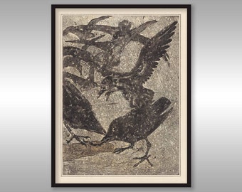 Crows In The Snow ~ Theo van Hoytema ~ Reproduction At Print ~ Free shipping to UK Customers