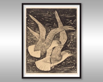 Two Flying Seagulls ~ Theo Van Hoytema ~  Reproduction At Print ~ Free shipping to UK Customers