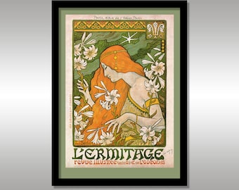 L'ermitage, Revue Illustree by Paul Berthon Circa 1897 ~ Art Nouveau ~ Reproduction Print ~ FREE Shipping to UK Customers.