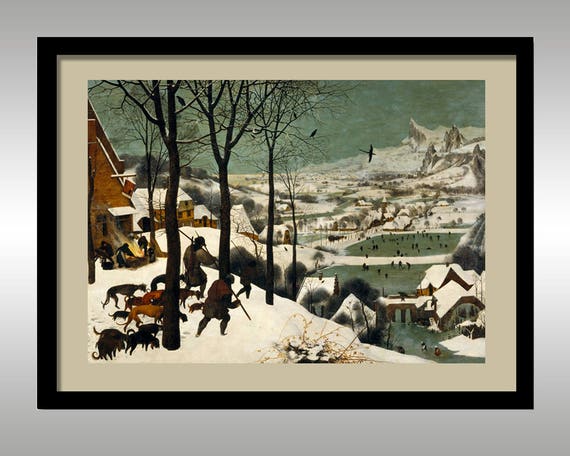 ブリューゲルの「雪中の狩人たち」版画：冬の村の風景 - Etsy 日本