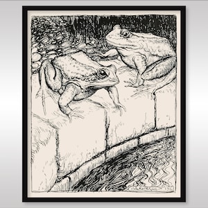 The Frogs And The Well 1912 by Arthur Rackham ~ Aesop's Fables ~ Reproduction Art Print ~ Water ~ Wall Art