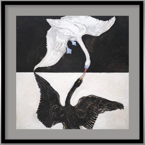 Group IX/SUW, The Swan, No. 1 (1915) by Hilma af Klint ~ Reproduction Art Print ~ Abstract ~ Birds ~ Black & White
