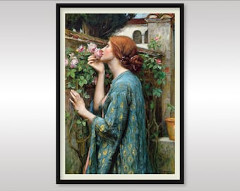 The Soul of a Rose 1908 by John William Waterhouse ~  Reproduction Print ~ Pre-raphaelite ~ Woman ~ Flowers