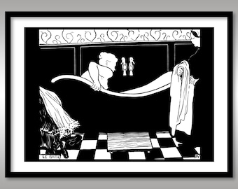 LE BAIN ~ by Félix Vallotton 1894 ~ Reproduction Print ~ Woman Bathing ~ Maid ~ Bath ~ Towel