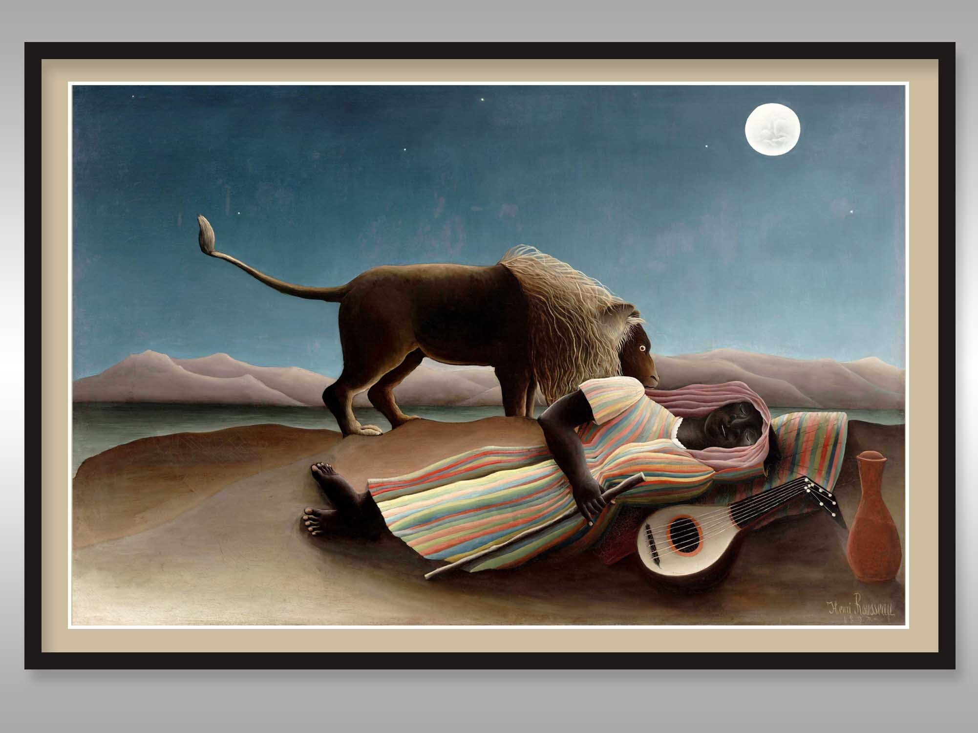 Sleeping Gypsy by Henri Rousseau 1897 ~ Reproduction Print ~ Night