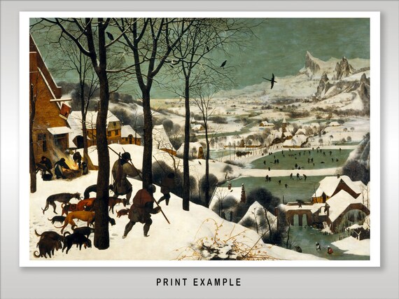 ブリューゲルの「雪中の狩人たち」版画：冬の村の風景 - Etsy 日本