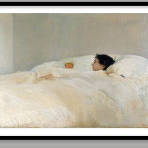 Madre de Joaquín Sorolla 1895 ~ Reproducción de láminas artísticas ~ Madre y bebé ~ Cama ~ dormitorio