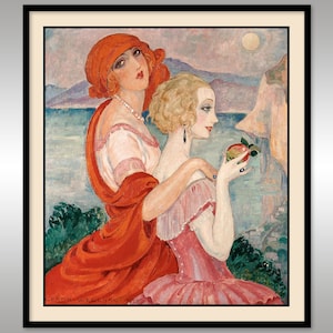 Sur la Route d&#39;Anacapri ~ Gerda Wegener 1922 ~ Reproduction Art Print ~  Seascape ~ Apple ~ Friendship