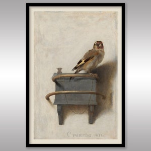 The Goldfinch by Carel Fabritius 1654 ~ Reproduction Art Print ~ Bird ~ Chain