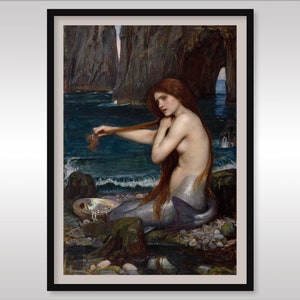 John William Waterhouse RA ~ A Mermaid, 1900 ~ Reproduction Print ~ Pre-raphaelite ~ FREE Shipping to UK Customers