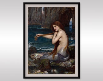 John William Waterhouse RA ~ A Mermaid, 1900 ~ Reproduction Print ~ Pre-raphaelite ~ FREE Shipping to UK Customers