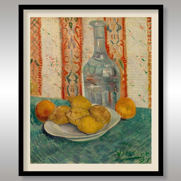 Carafe and Dish with Citrus Fruit 1887 by Vincent Van Gogh ~ Reproduction Art Print ~ FREE Shipping to UK Customers.