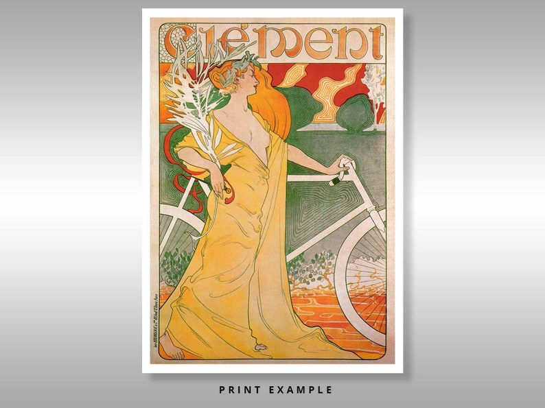 AFFICHE LITHOGRAPHIEE POUR  CLEMENT AUTOMOBILES ET CYCLES  D'APRES ALBERT GUIL