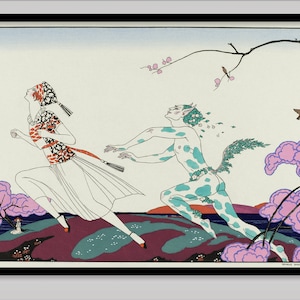 L&#39;Apres-Midi d&#39;un Faune 1920 by George Barbier ~  Reproduction Art Print ~ Girl ~ Blossom Tree ~ 1920s Fashion
