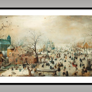 Hendrick Avercamp Winter Scene Art Print: Village Ice Skaters
