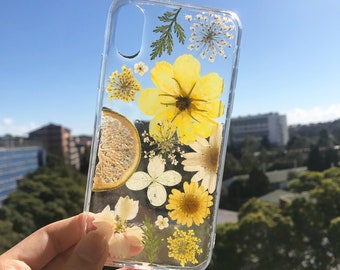 Handmade phone case/ pressed flower phone case/ pressed fruit phone case/ dried flower phone case/ iphone 14 case/ iphone 13 case/ 14pro Max