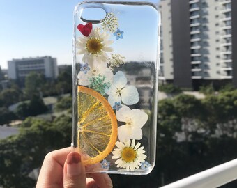 Handmade phone case/ pressed flower phone case/ preserved flower phone case/ dried flower phone case/ iphone cases/ iphone 6, 6s/ iphone7/8