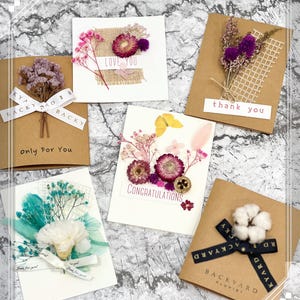 Cartão de felicitações feito à mão/cartão 3D/cartão de flores preservadas/cartão personalizado/cartões para todas as ocasiões/decoração de moldura/cartão de dia dos namorados